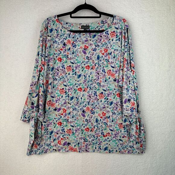 The Limited Blouson Top Womens 2X Floral Lightweight Stretchy Office Open Sleeve - Picture 1 of 12